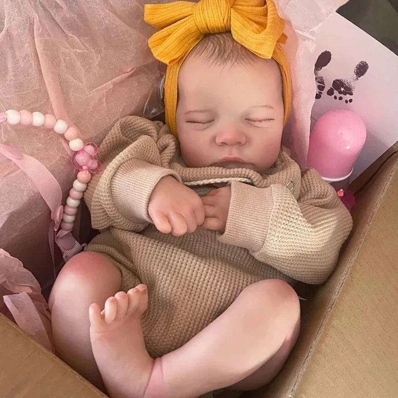 17-Inch Levi Reborn Baby Doll - Finished Sleeping Vinyl Newborn with 3D Skin and Visible Veins - Collectible Art Doll