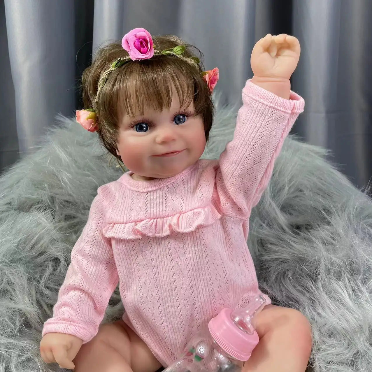 50CM Adorable Reborn Baby Doll Maddie Hand-Detailed Painted with Visible Veins Lifelike 3D Painted Skin Tone Christmas Toy Gift