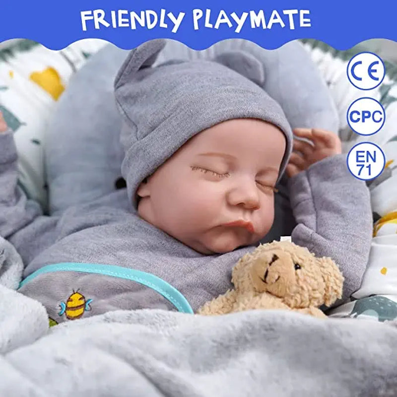 46CM Reborn Baby Doll Levi Mixed Silicone Vinyl or Cloth Doll Finished 3D Painted Skin Veins Art Collection Doll Gift for Girls