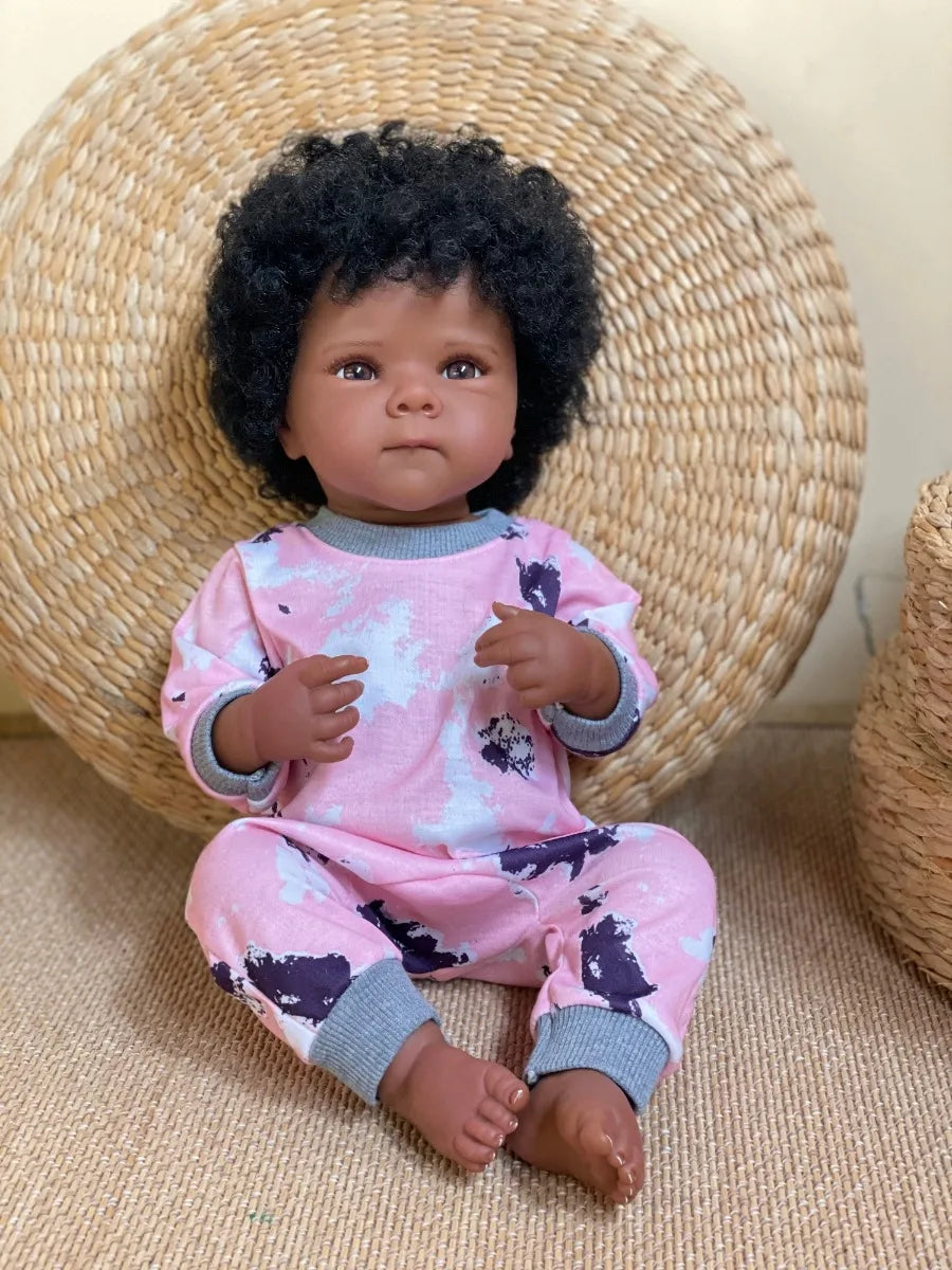 18 Inch Dark Skin Bettie Girl Full Body Silicone Bebe Reborn Doll for Children Birthday Gifts