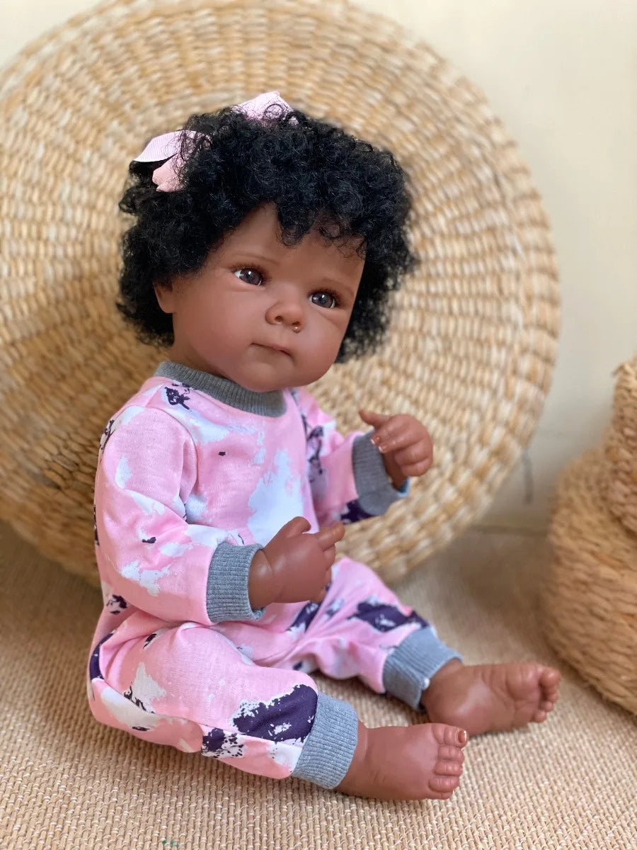 18 Inch Dark Skin Bettie Girl Full Body Silicone Bebe Reborn Doll for Children Birthday Gifts