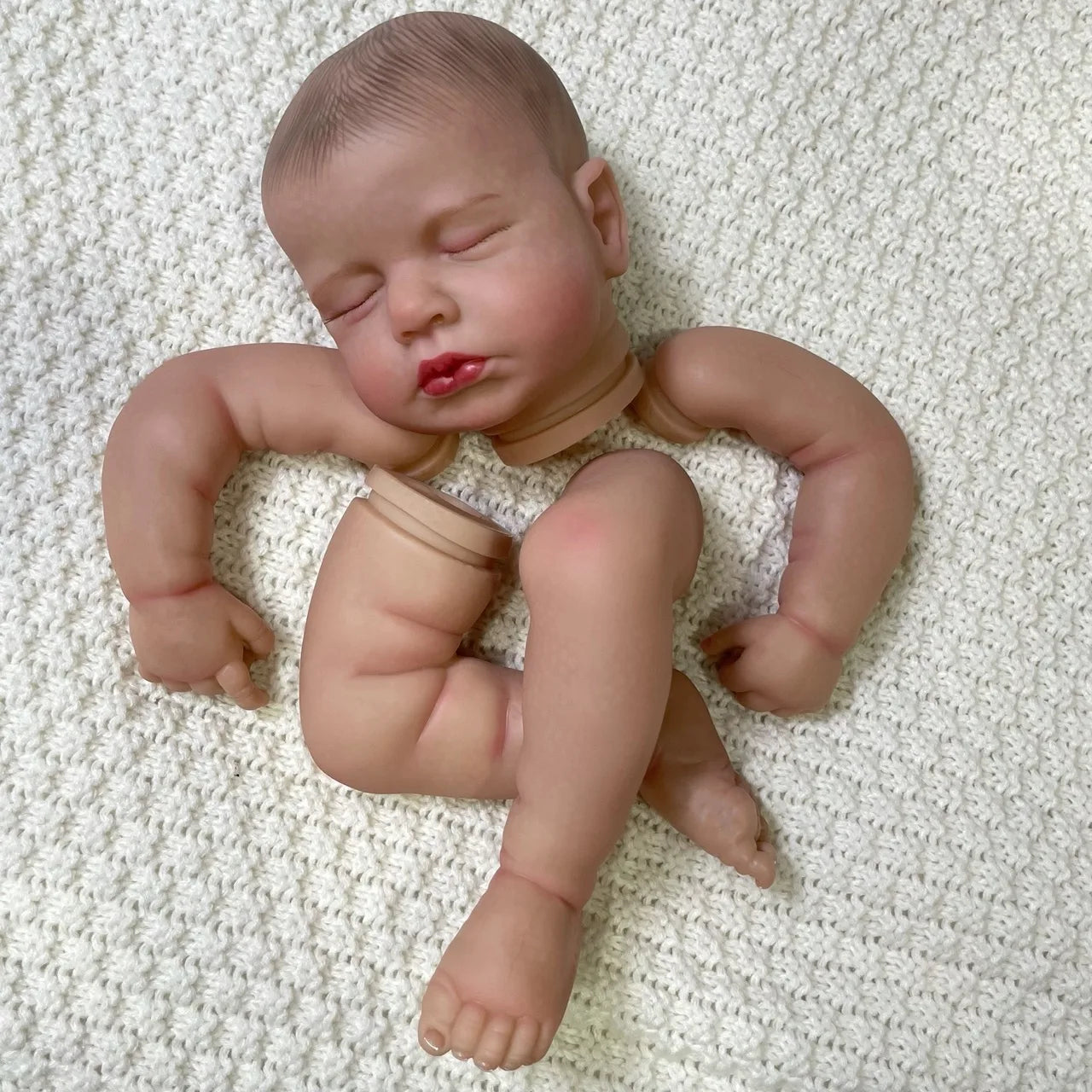 20 Inch Reborn Loulou 3D Skin Painted Kit with Rooted Eyelashes and Cloth Body Unassembled Reborn Baby Doll Parts DIY Molds