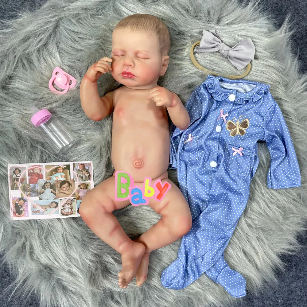 20 Inches Loulou Bebe Reborn Dolls 3D Skin Realistic Baby Alive Lifelike Newborn Handmade Vinyl Doll Kids Girls Gift