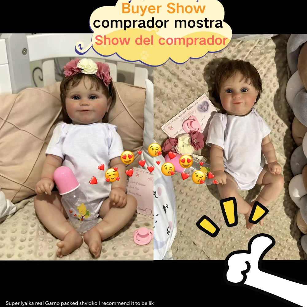 50CM Full Vinyl Body Girl Waterproof Reborn Doll Maddie Hand-Detailed Painted Visible Veins Lifelike Doll Christmas Toy Gift