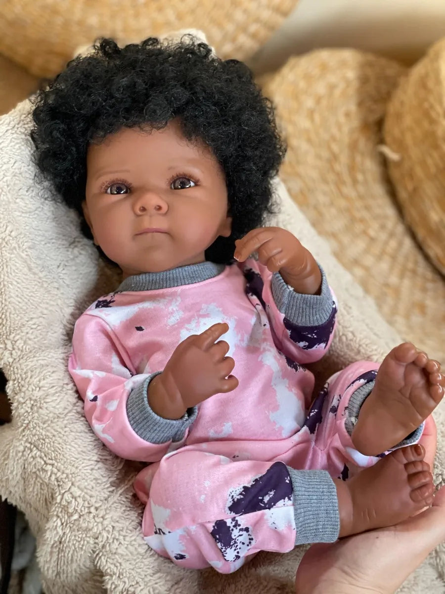 18 Inch Dark Skin Bettie Girl Full Body Silicone Bebe Reborn Doll for Children Birthday Gifts