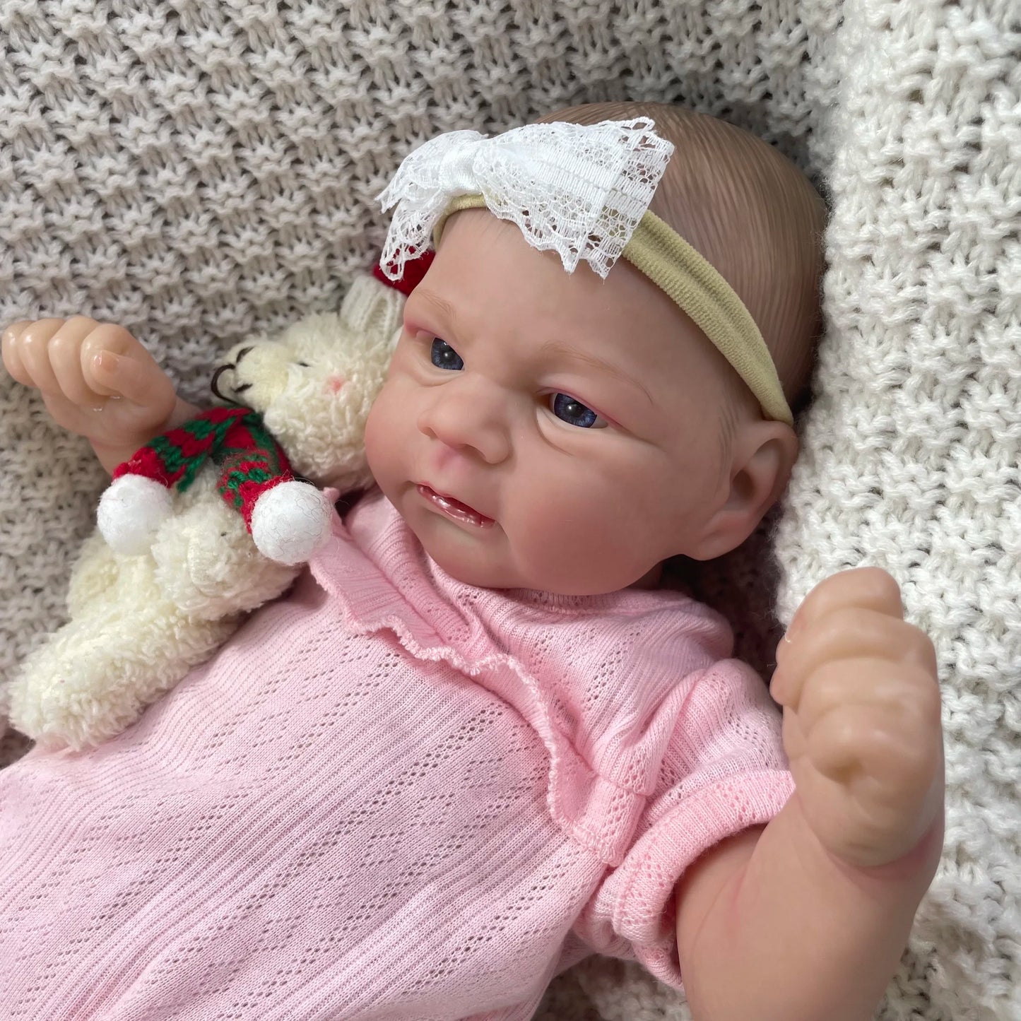 17Inch Painted Reborn Baby Doll Elijah Lifelike Newborn Doll Handmade Painted Hair 3D Skin Tone Visible Veins Gift for Girls