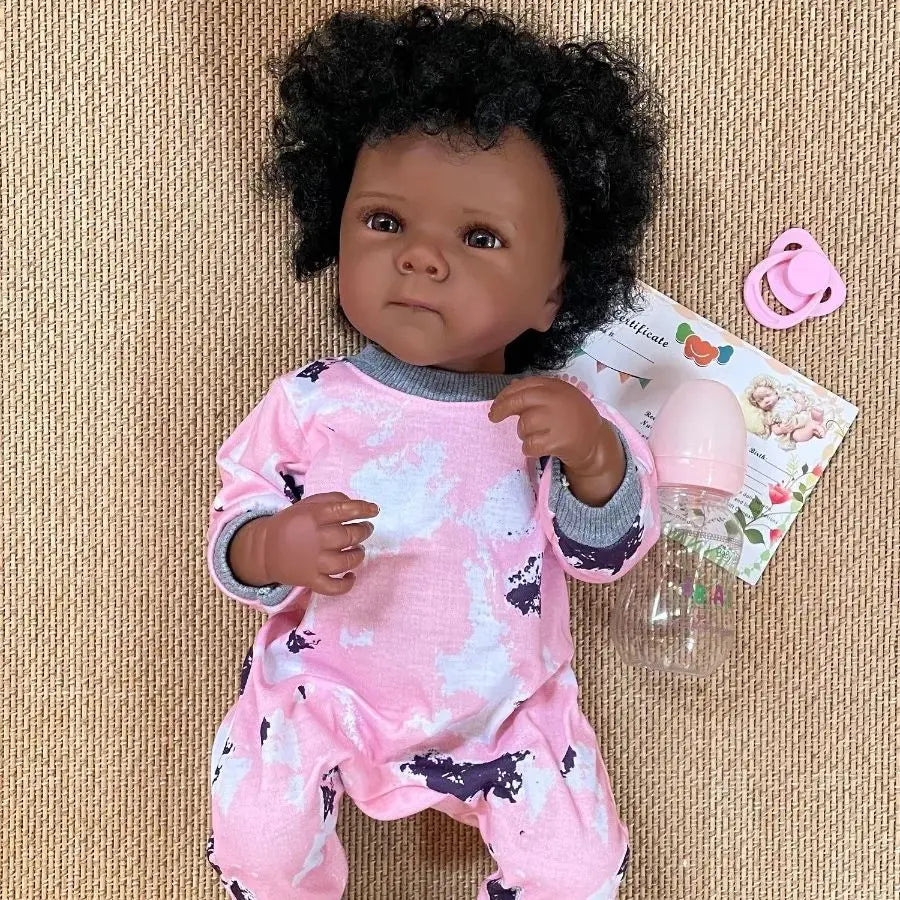 18 Inch Dark Skin Bettie Girl Full Body Silicone Bebe Reborn Doll for Children Birthday Gifts