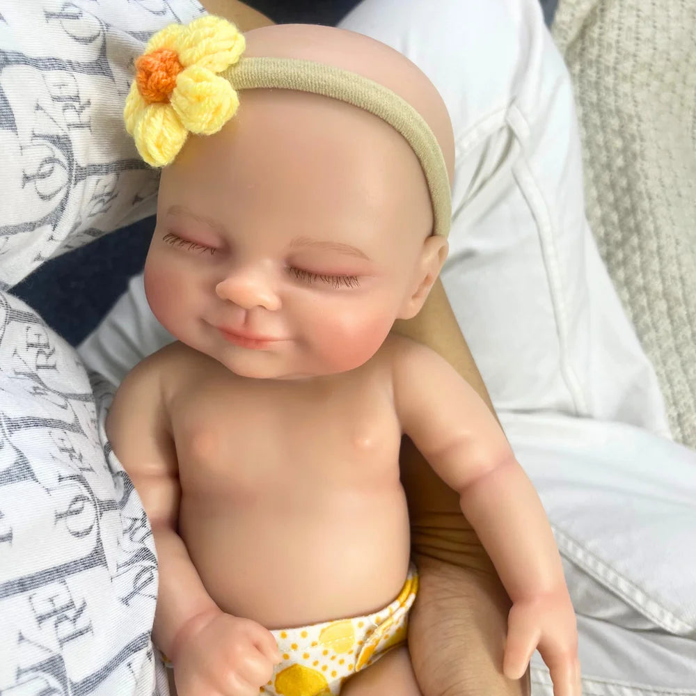 13.5 Inch Chubby Hayley Mini Reborn Full Body Silicone Reborn Baby Doll Girl Soft Solid Silicone Doll Birthday Christmas Gift
