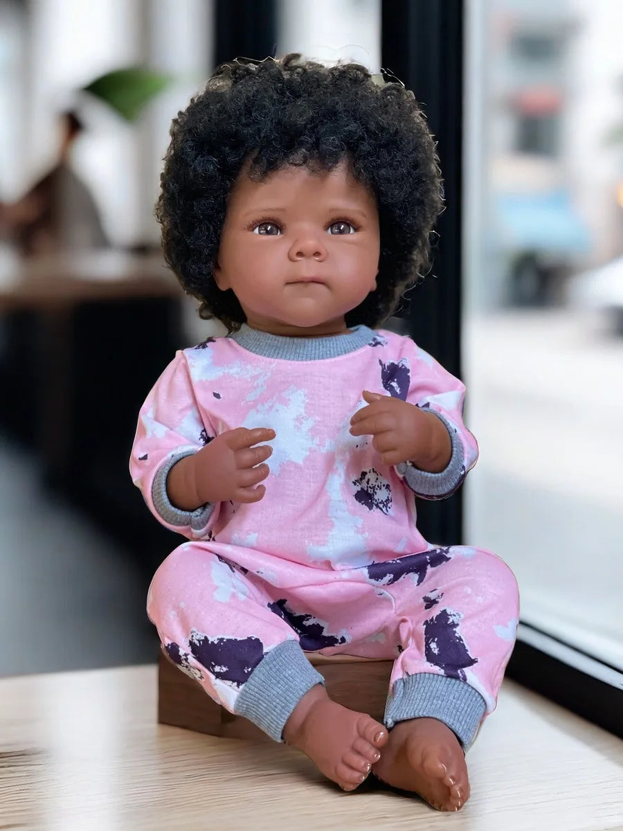 18 Inch Dark Skin Bettie Girl Full Body Silicone Bebe Reborn Doll for Children Birthday Gifts