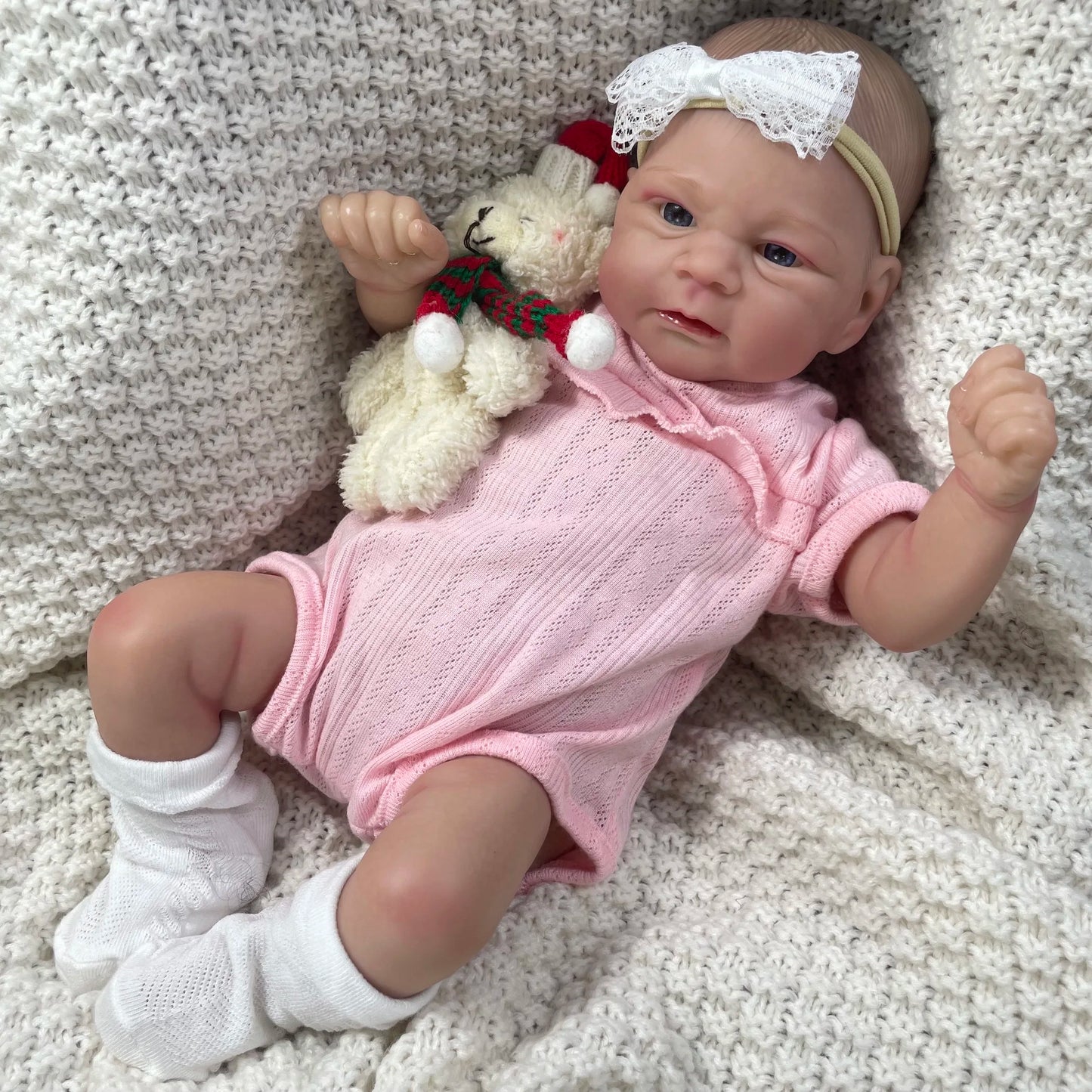 17Inch Painted Reborn Baby Doll Elijah Lifelike Newborn Doll Handmade Painted Hair 3D Skin Tone Visible Veins Gift for Girls