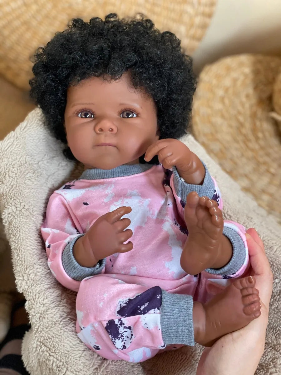 18 Inch Dark Skin Bettie Girl Full Body Silicone Bebe Reborn Doll for Children Birthday Gifts