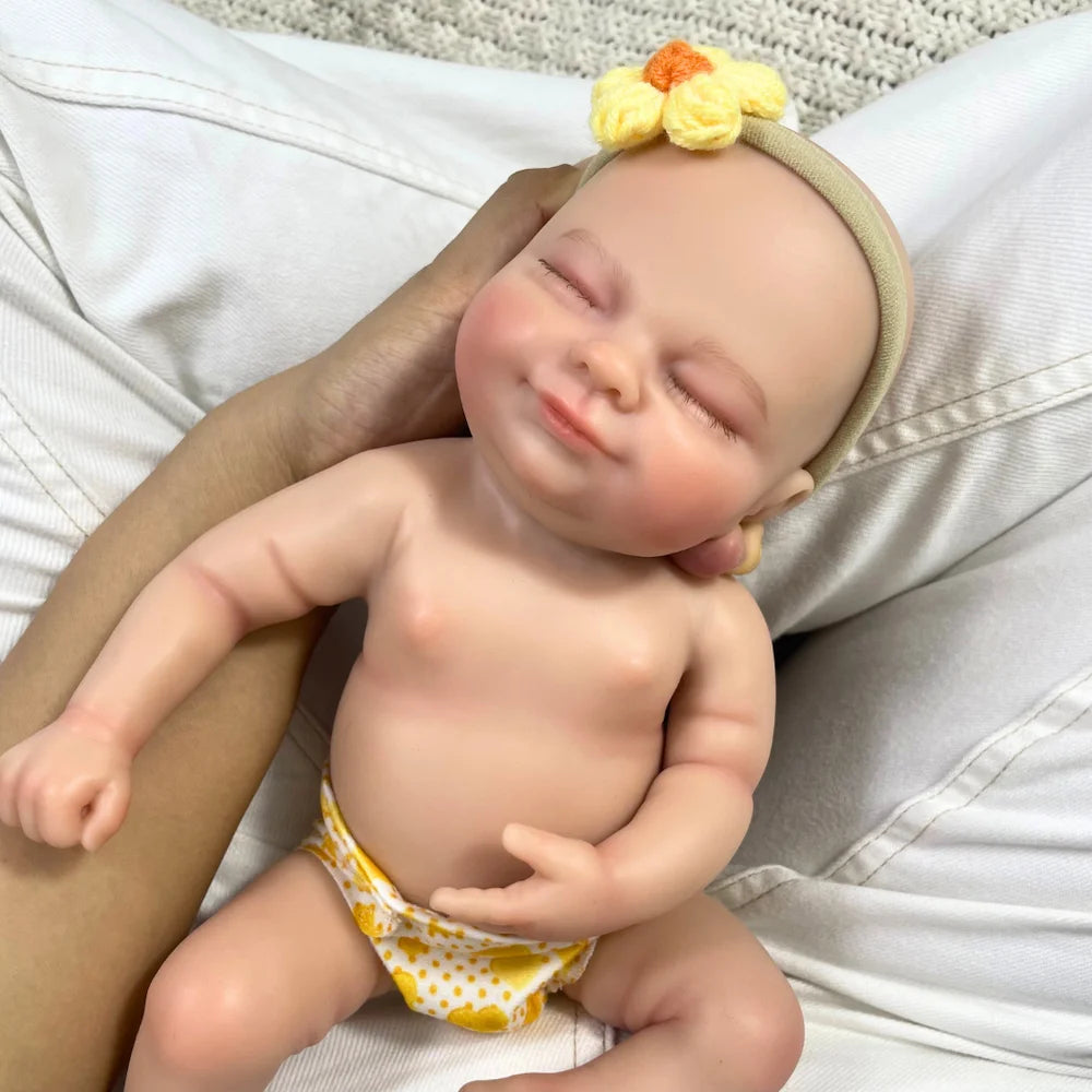 13.5 Inch Chubby Hayley Mini Reborn Full Body Silicone Reborn Baby Doll Girl Soft Solid Silicone Doll Birthday Christmas Gift