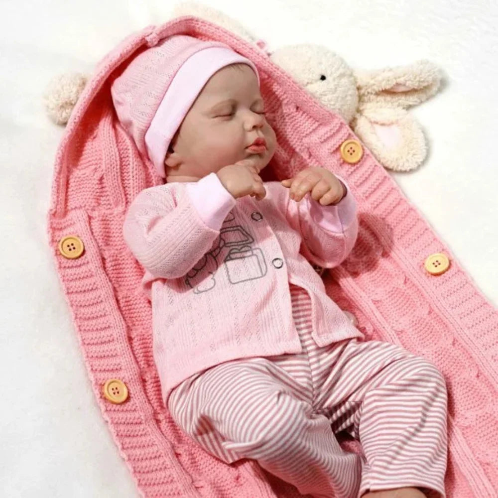 20 Inch Lifelike Painted Reborn Baby Dolls Loulou 3D Skin Lifelike Baby Girl Vinyl Newborn Dolls Toy Figure Christmas Gift