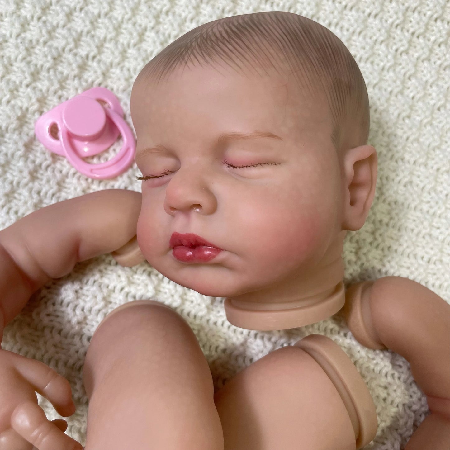 20 Inch Reborn Loulou 3D Skin Painted Kit with Rooted Eyelashes and Cloth Body Unassembled Reborn Baby Doll Parts DIY Molds
