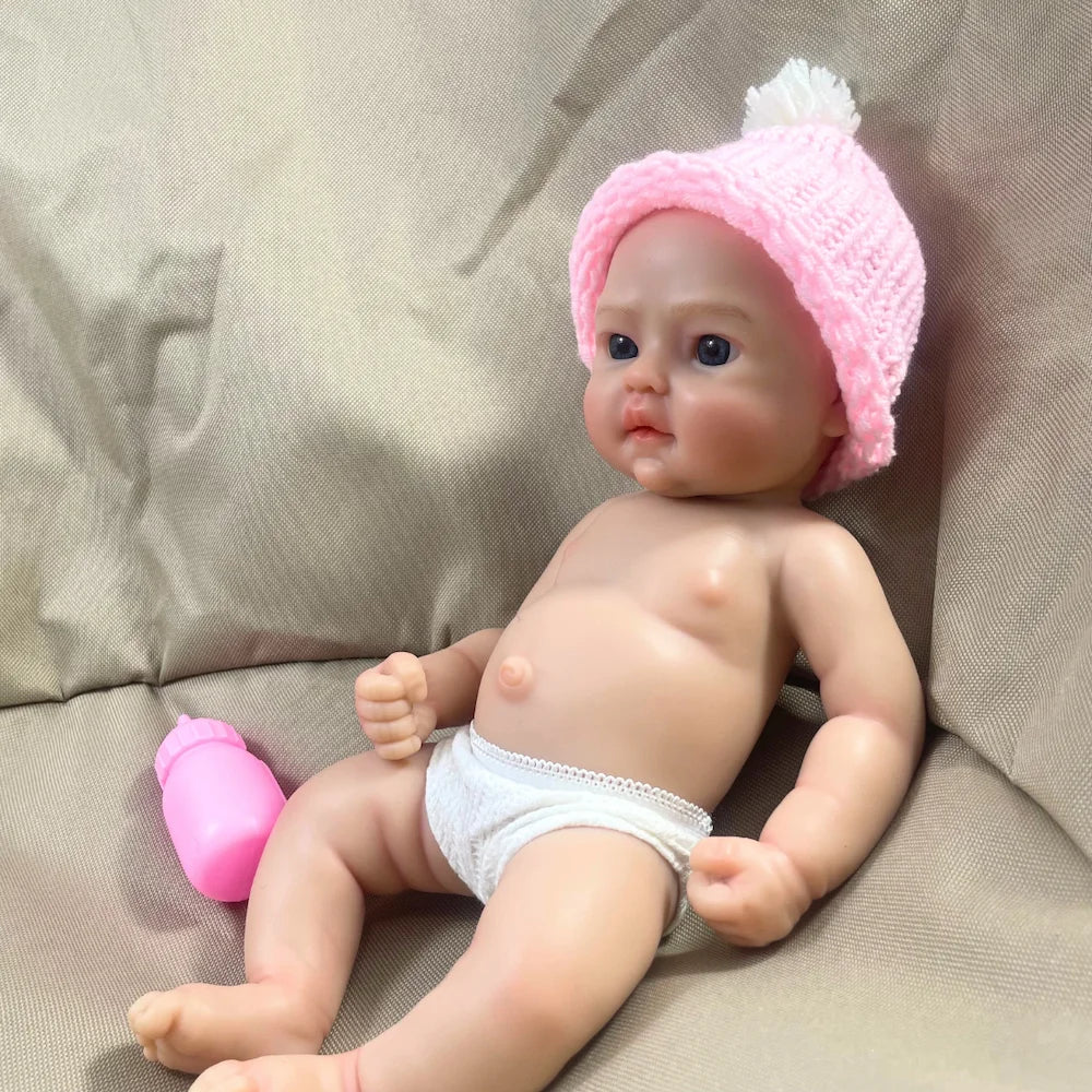 13 inch Mini Solid Silicone Reborn Baby Doll – Tina, Washable Body