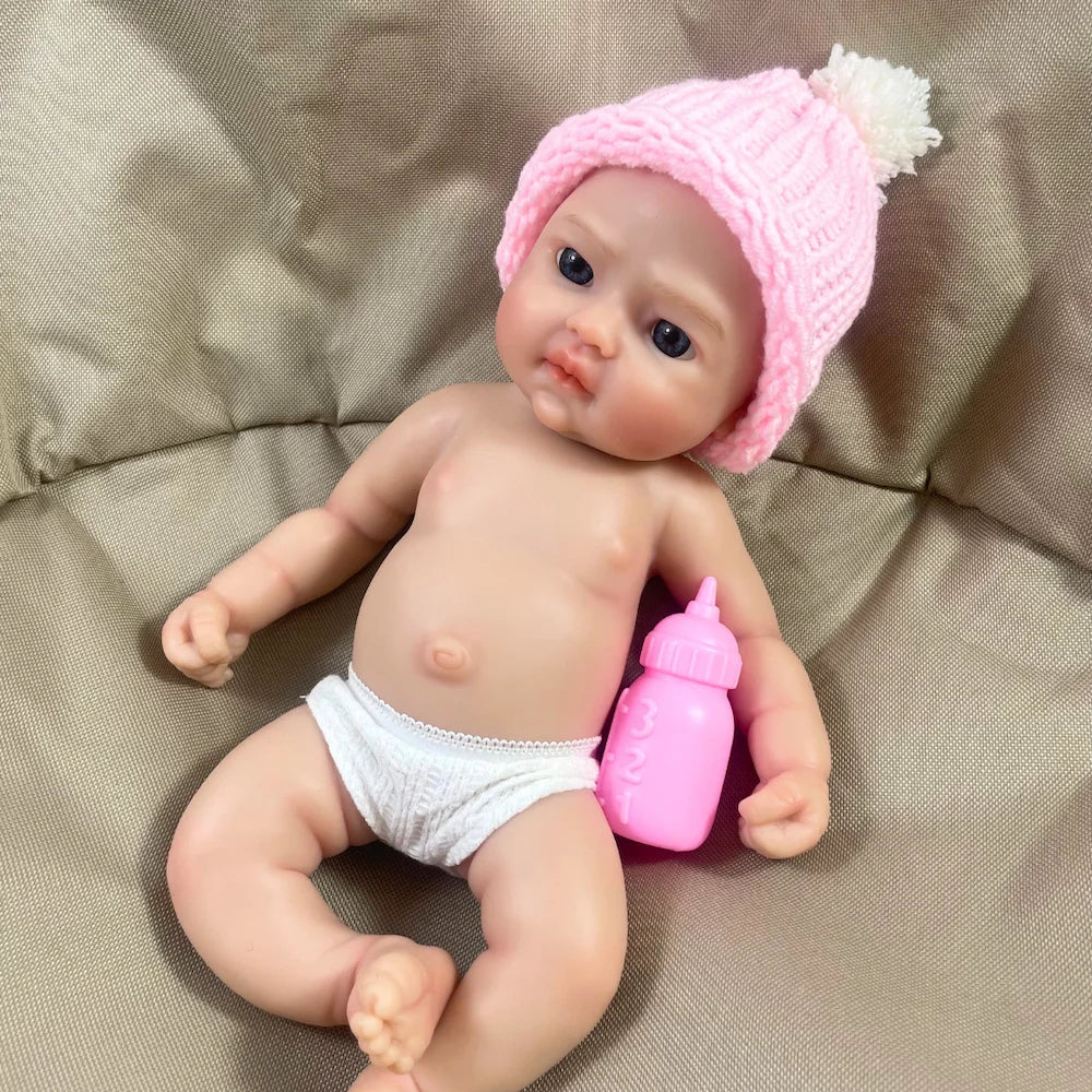 13 inch Mini Solid Silicone Reborn Baby Doll – Tina, Washable Body