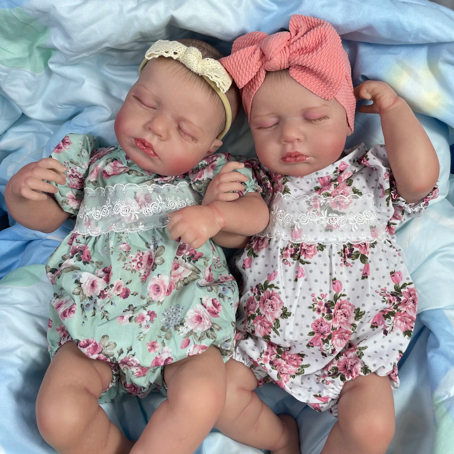 50CM Finished Reborn Baby Dolls Loulou Twins Girl Lifelike Silicone Vinyl Newborn 3D Skin Visible Veins DIY Toys for Girls