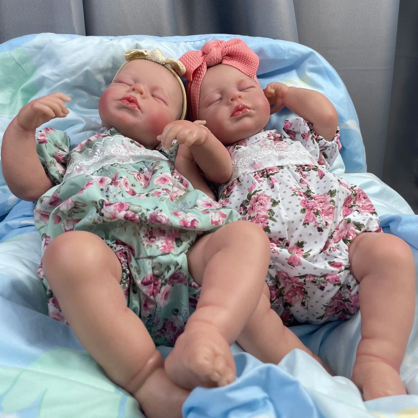 50CM Finished Reborn Baby Dolls Loulou Twins Girl Lifelike Silicone Vinyl Newborn 3D Skin Visible Veins DIY Toys for Girls