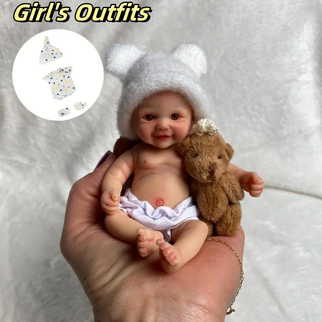 14-15Cm Cuddly Mini Palm Silicone Bebe Reborn Girl & Boy Flexible Soft Touch Can Washable Lifelike Reborn Silicone Doll