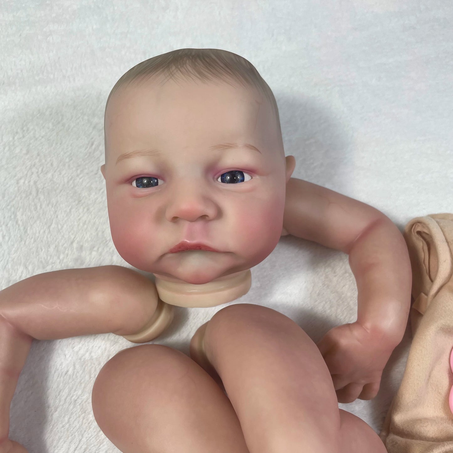 19-Inch Pre-Painted Levi Awake Reborn Doll Parts - Realistic 3D Painting with Visible Veins and Cloth Body Included