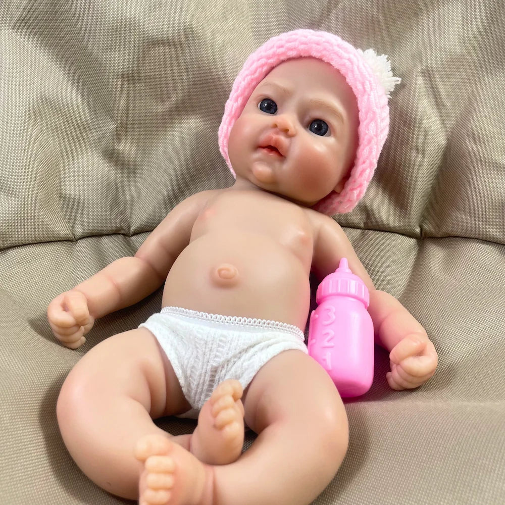 13 inch Mini Solid Silicone Reborn Baby Doll – Tina, Washable Body
