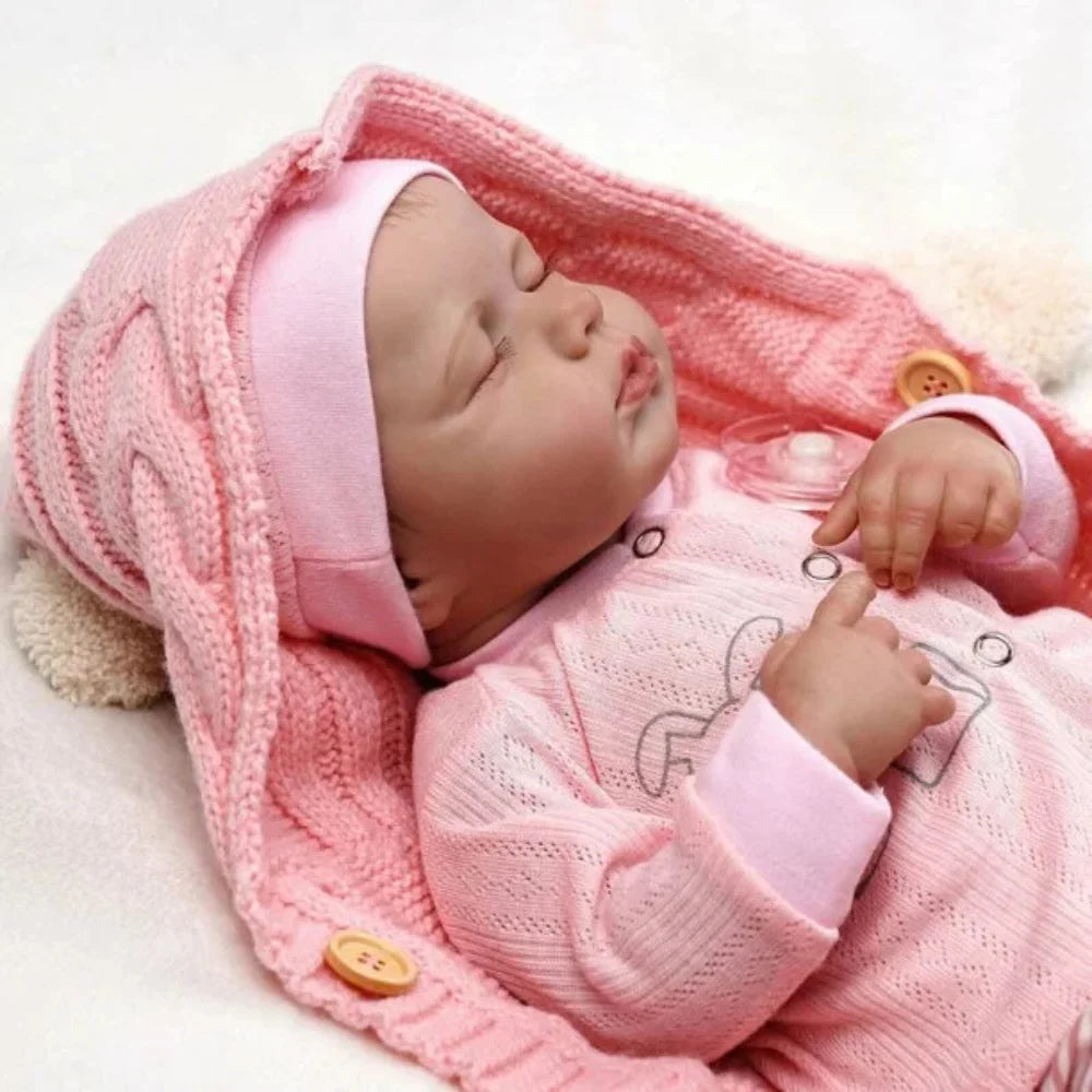 20 Inch Lifelike Painted Reborn Baby Dolls Loulou 3D Skin Lifelike Baby Girl Vinyl Newborn Dolls Toy Figure Christmas Gift
