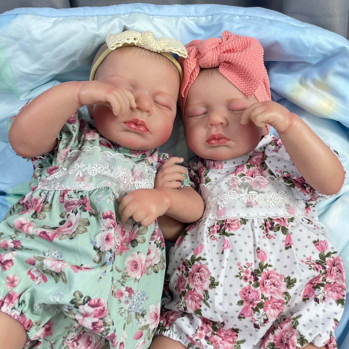 50CM Finished Reborn Baby Dolls Loulou Twins Girl Lifelike Silicone Vinyl Newborn 3D Skin Visible Veins DIY Toys for Girls