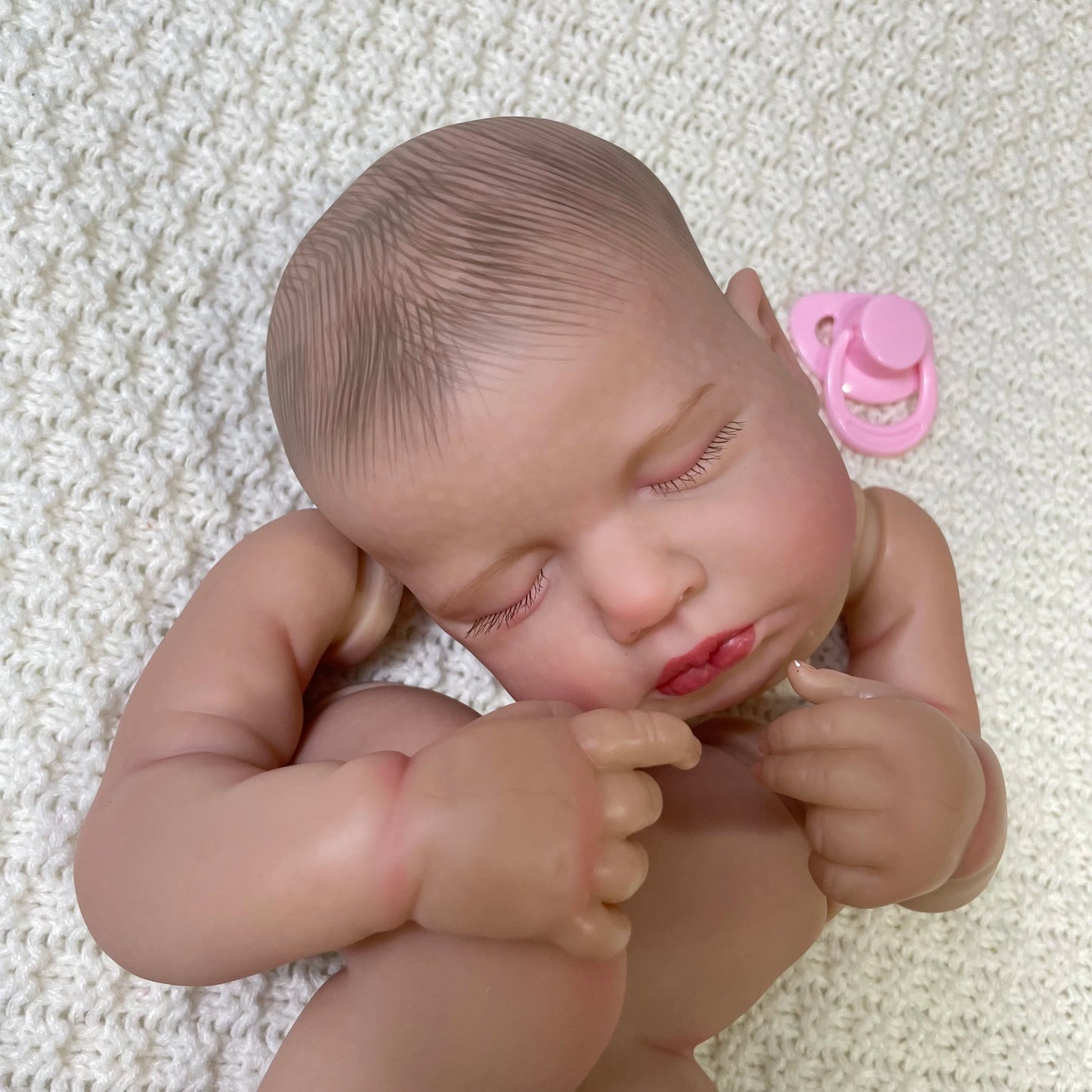 20 Inch Reborn Loulou 3D Skin Painted Kit with Rooted Eyelashes and Cloth Body Unassembled Reborn Baby Doll Parts DIY Molds