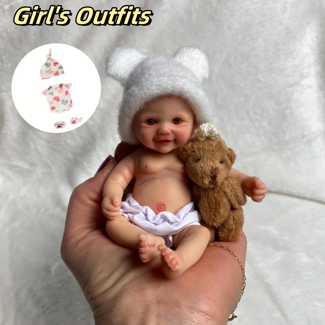 14-15Cm Cuddly Mini Palm Silicone Bebe Reborn Girl & Boy Flexible Soft Touch Can Washable Lifelike Reborn Silicone Doll