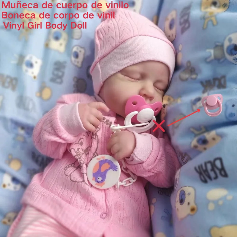 20 Inch Lifelike Painted Reborn Baby Dolls Loulou 3D Skin Lifelike Baby Girl Vinyl Newborn Dolls Toy Figure Christmas Gift
