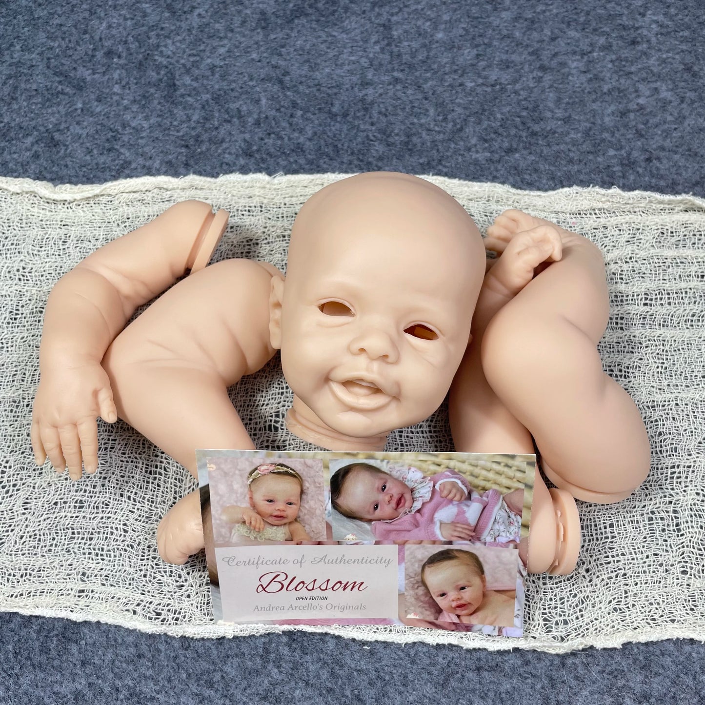 New Arrivals 17 Inch Reborn Kit Blossom with Engraved Name and COA Reborn Baby Vinyl Doll Kit Unpainted Doll Parts DIY Doll Mold