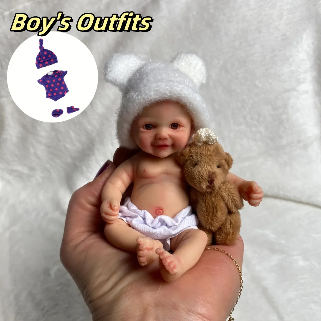 14-15Cm Cuddly Mini Palm Silicone Bebe Reborn Girl & Boy Flexible Soft Touch Can Washable Lifelike Reborn Silicone Doll