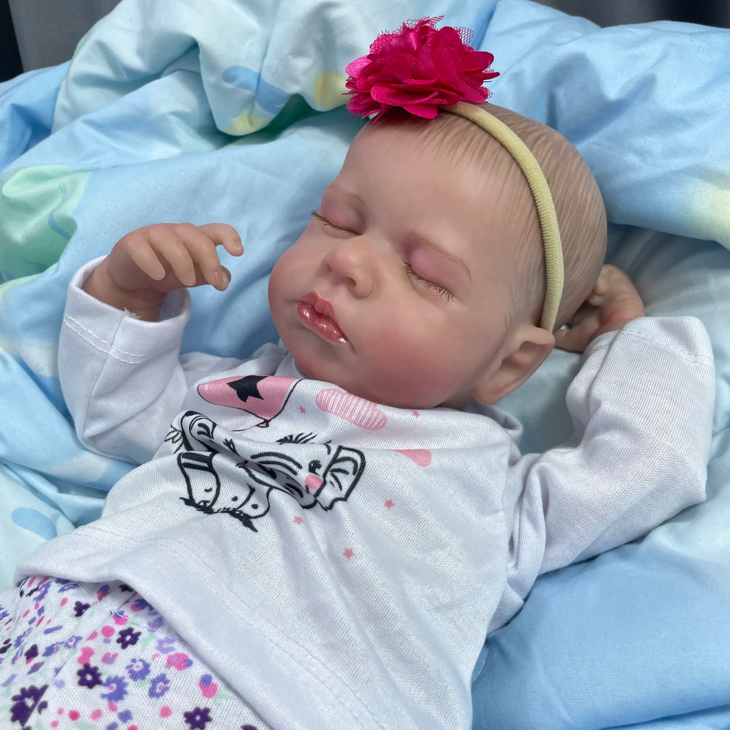 50CM Finished Reborn Baby Dolls Loulou Sleeping Girl Lifelike Silicone Vinyl Newborn 3D Skin Visible Veins DIY Toys for Girls