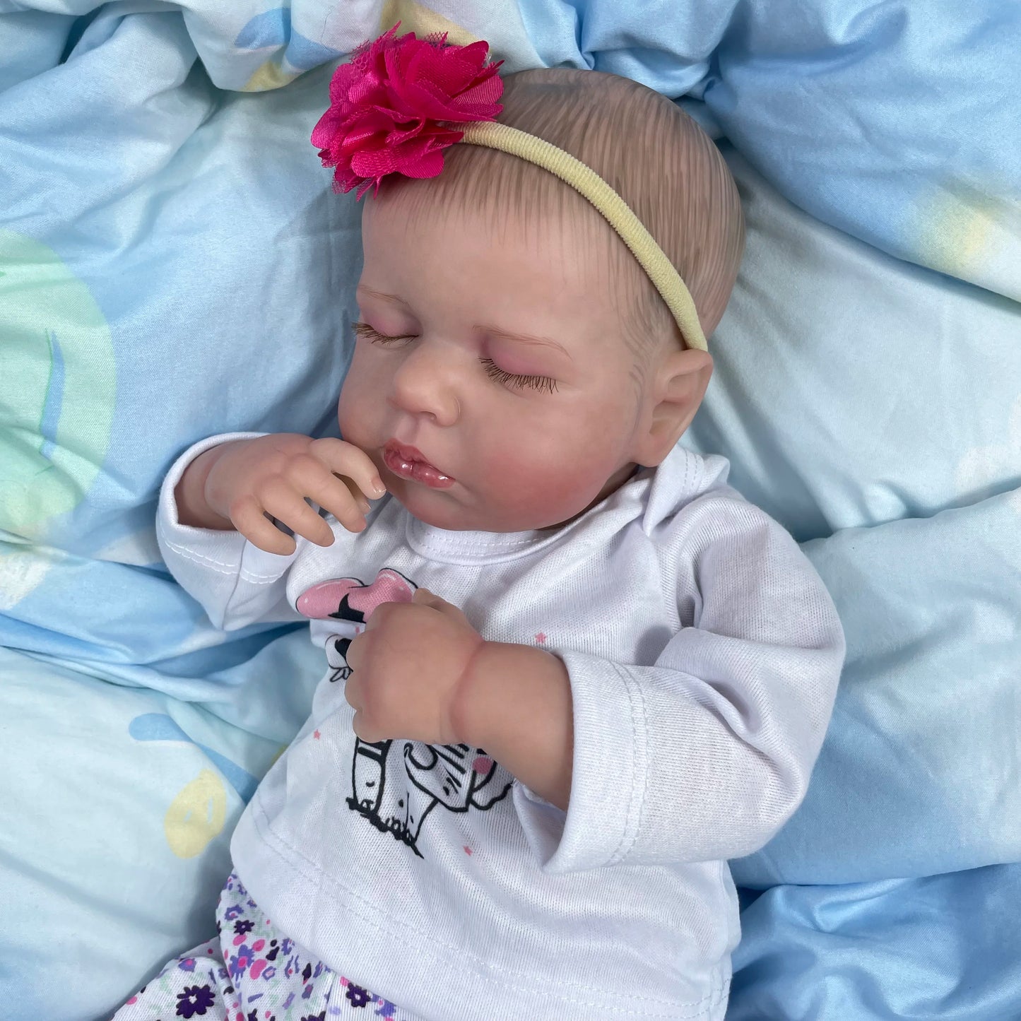 50CM Finished Reborn Baby Dolls Loulou Sleeping Girl Lifelike Silicone Vinyl Newborn 3D Skin Visible Veins DIY Toys for Girls