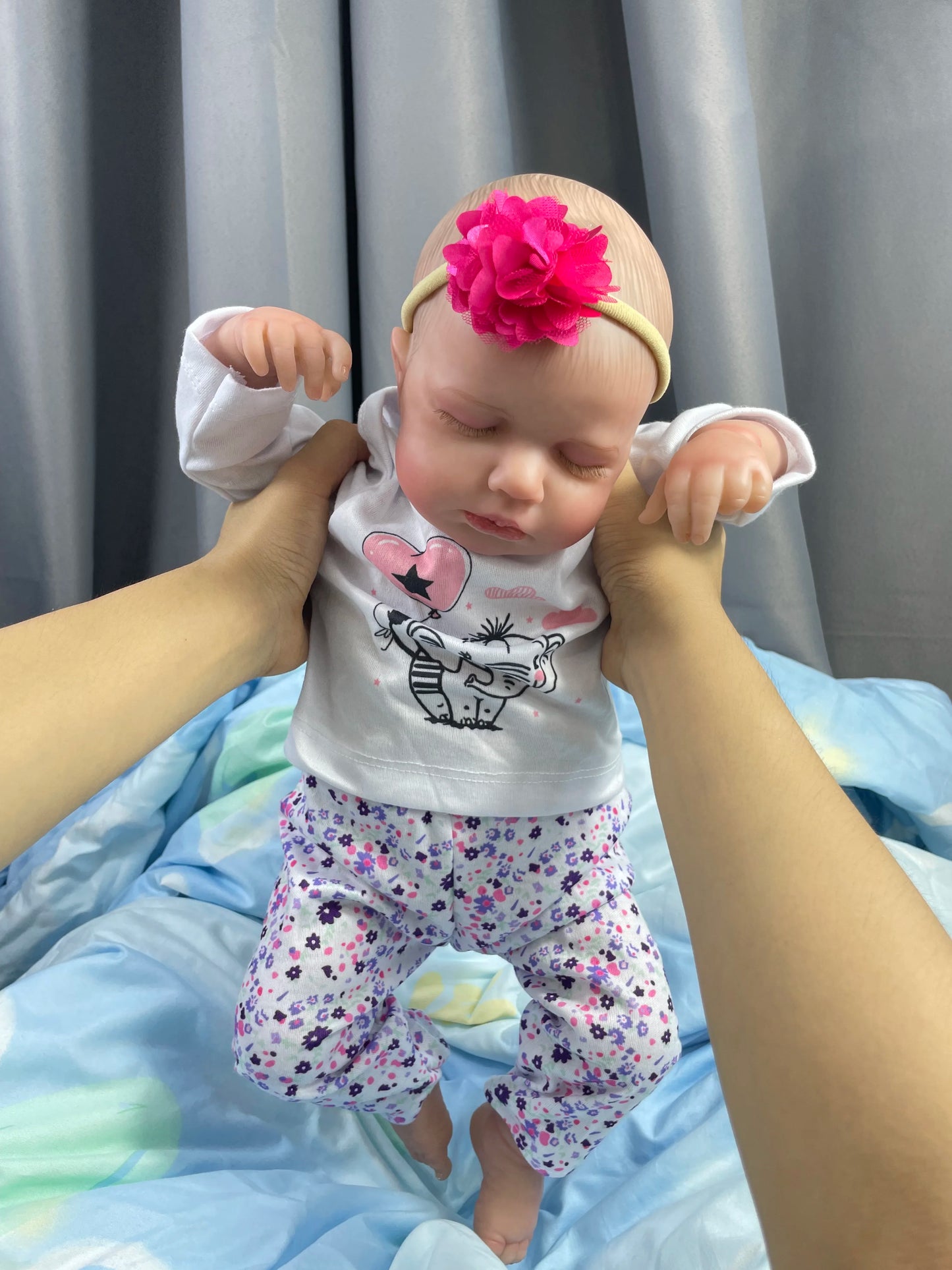 50CM Finished Reborn Baby Dolls Loulou Sleeping Girl Lifelike Silicone Vinyl Newborn 3D Skin Visible Veins DIY Toys for Girls