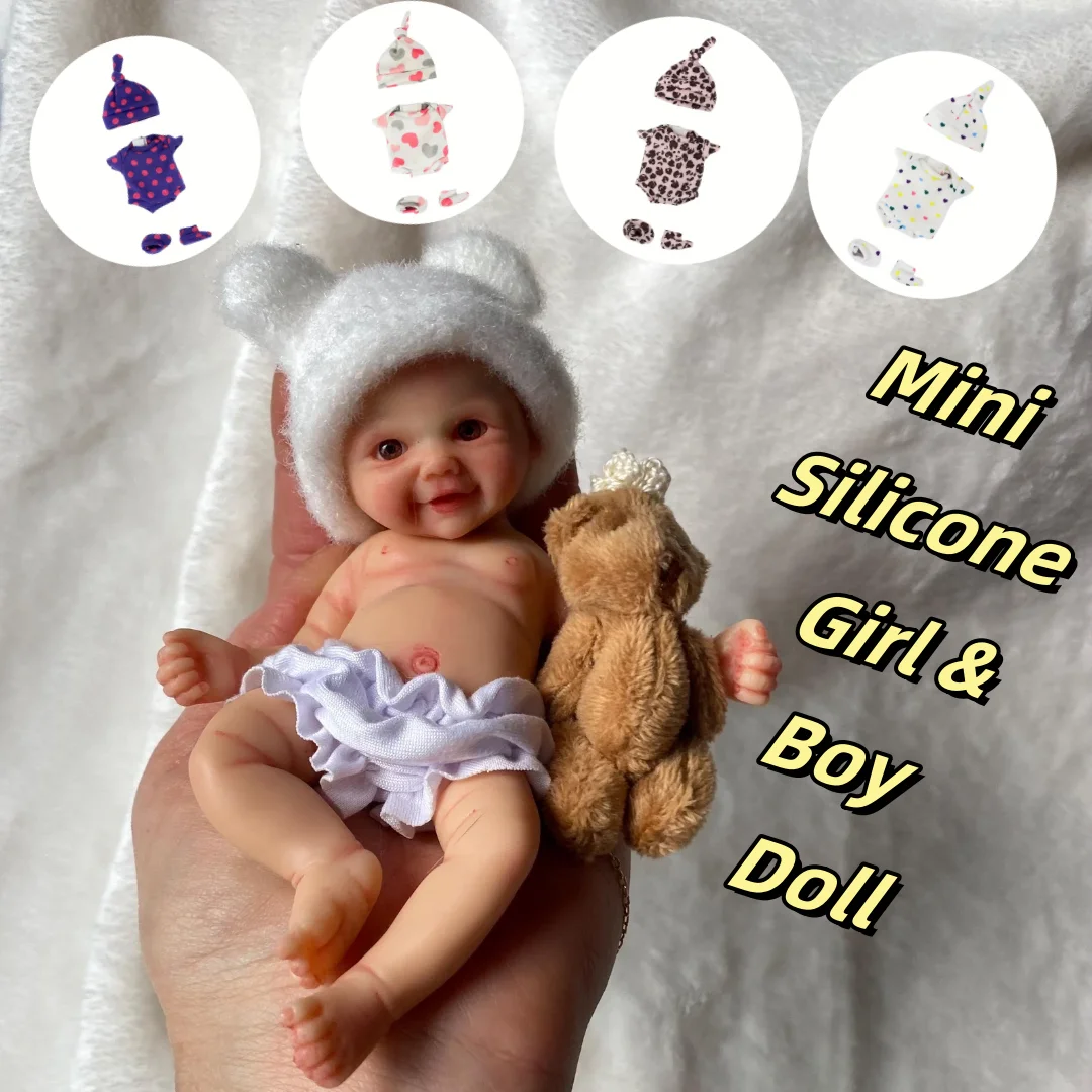 14-15Cm Cuddly Mini Palm Silicone Bebe Reborn Girl & Boy Flexible Soft Touch Can Washable Lifelike Reborn Silicone Doll