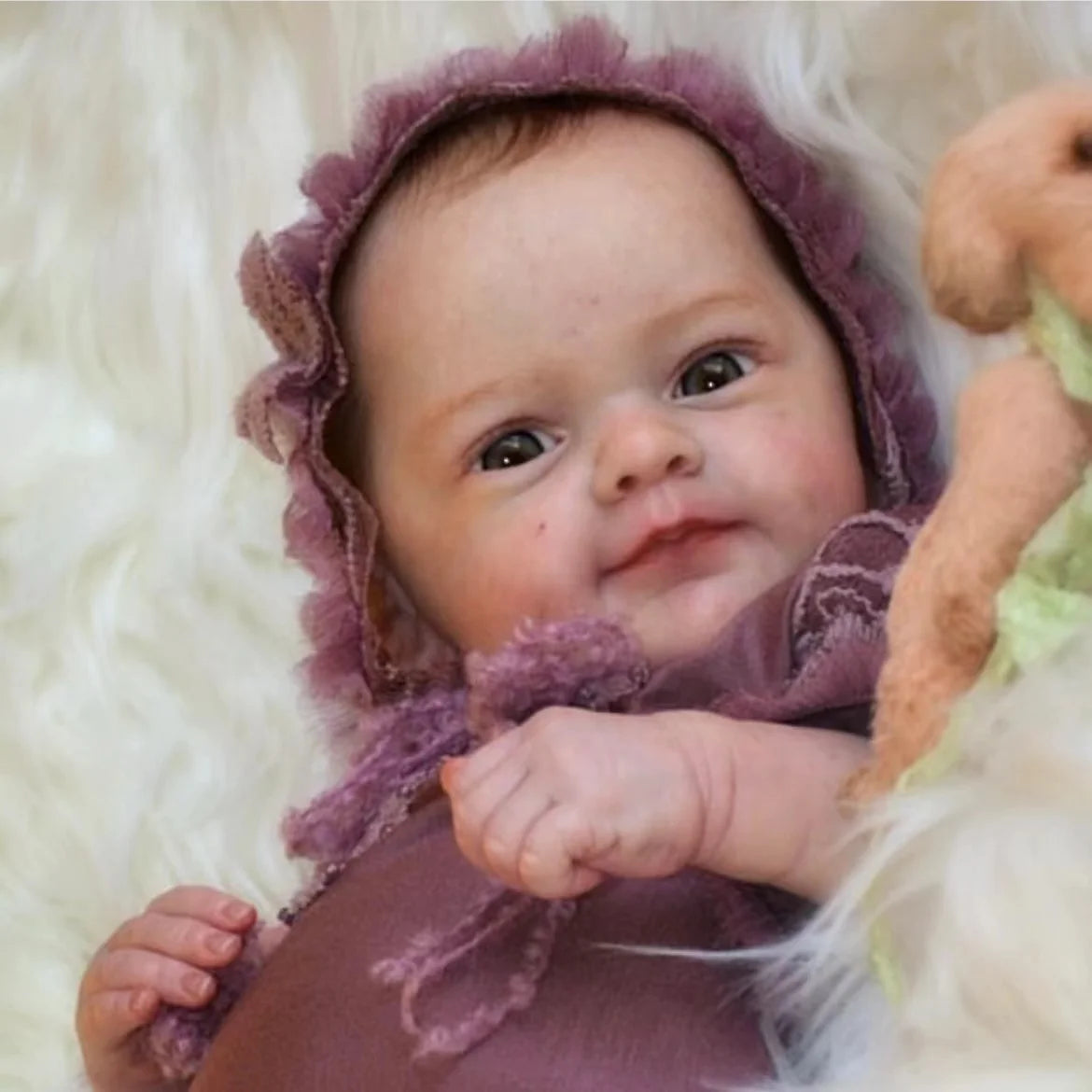 18 inch Finished Reborn Baby Doll – Sanya, Painted Vinyl with 3D Skin and Cloth Body