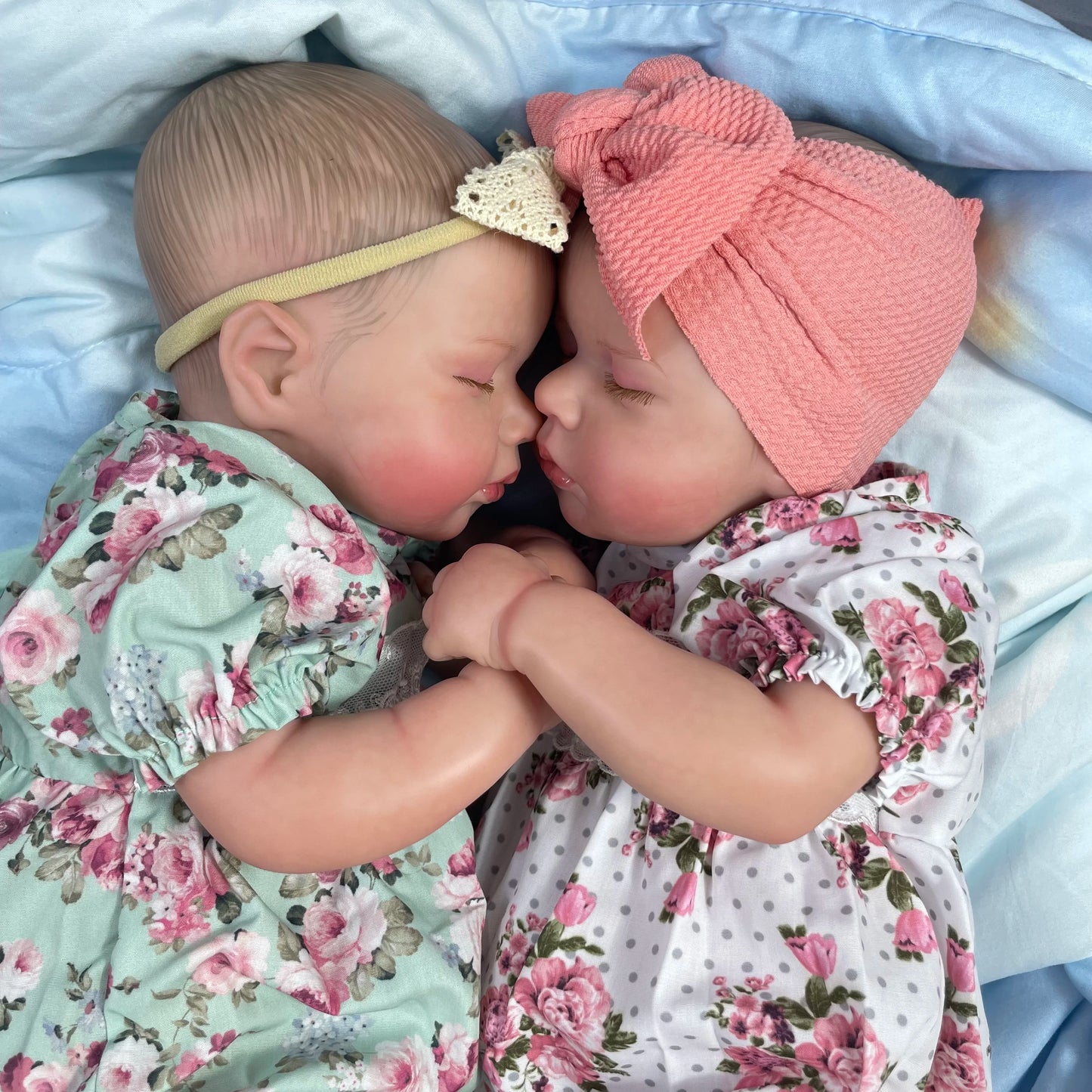50CM Finished Reborn Baby Dolls Loulou Twins Girl Lifelike Silicone Vinyl Newborn 3D Skin Visible Veins DIY Toys for Girls