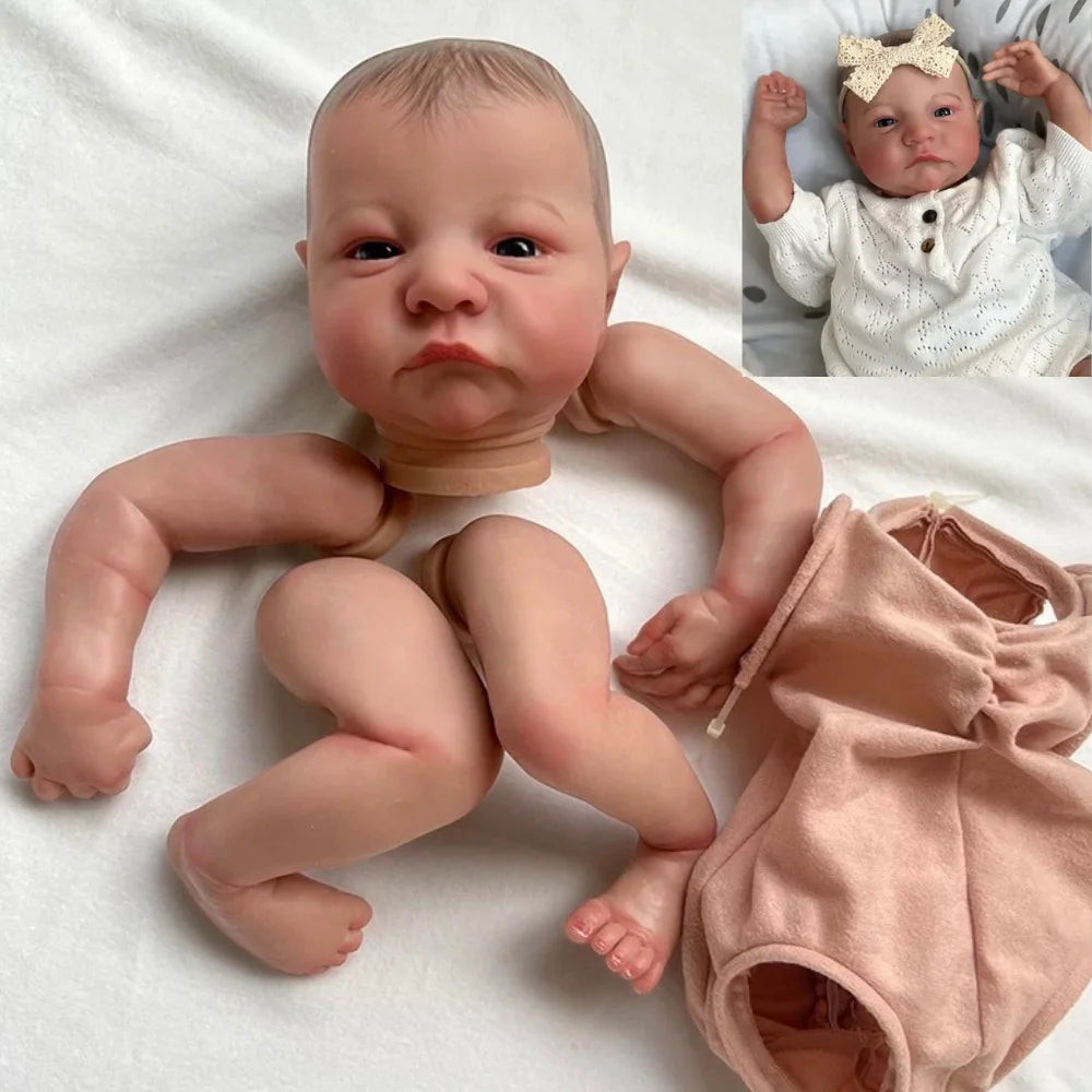 19-Inch Pre-Painted Levi Awake Reborn Doll Parts - Realistic 3D Painting with Visible Veins and Cloth Body Included