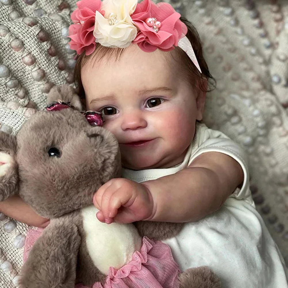 50CM Adorable Reborn Baby Doll Maddie Hand-Detailed Painted with Visible Veins Lifelike 3D Painted Skin Tone Christmas Toy Gift