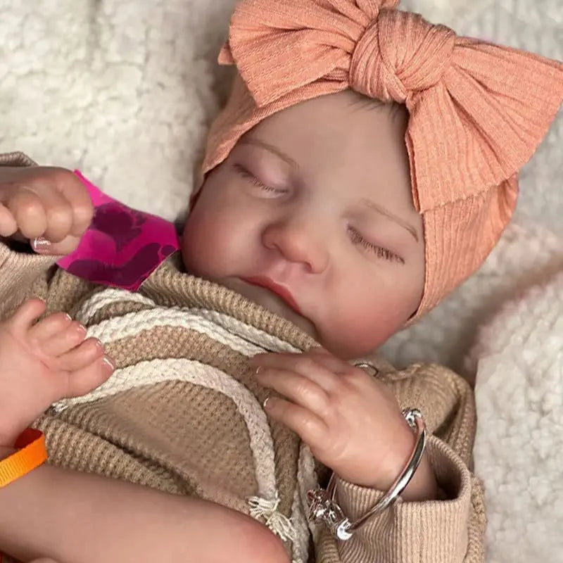 17-Inch Levi Reborn Baby Doll - Finished Sleeping Vinyl Newborn with 3D Skin and Visible Veins - Collectible Art Doll