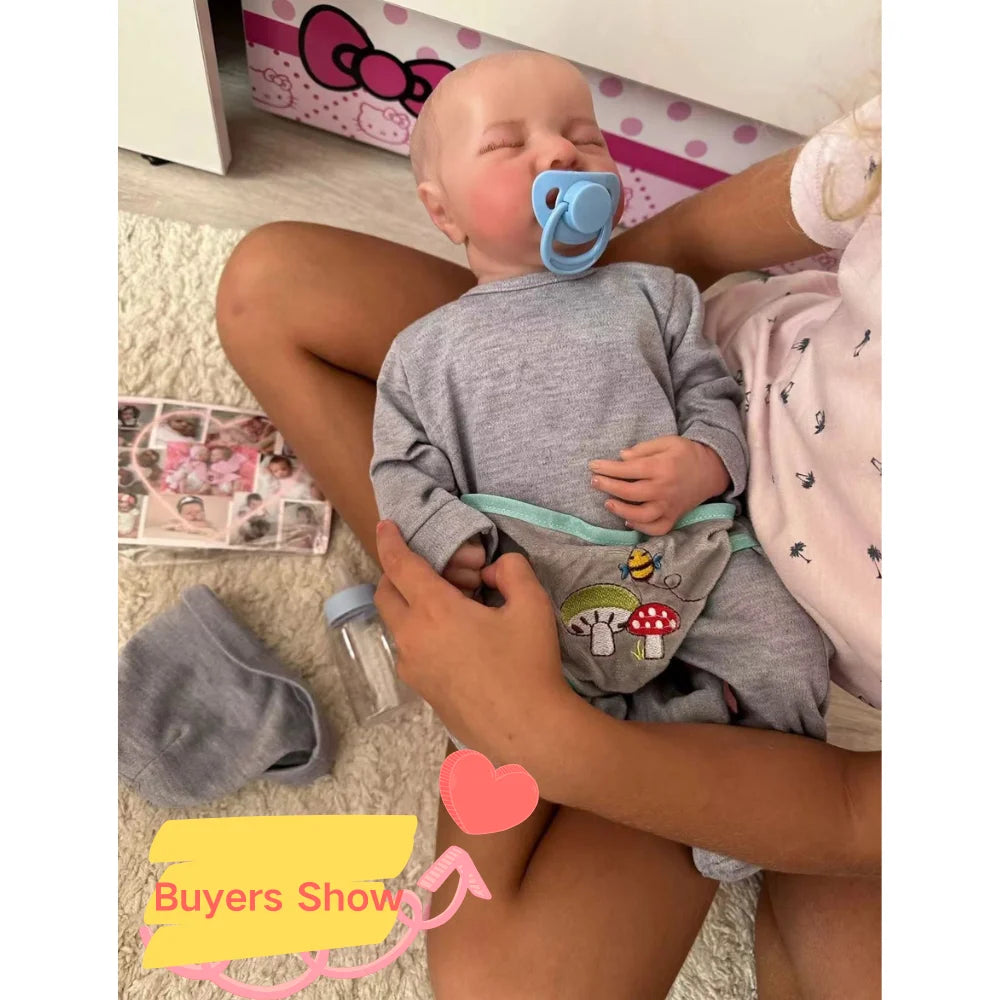 46CM Reborn Baby Doll Levi Mixed Silicone Vinyl or Cloth Doll Finished 3D Painted Skin Veins Art Collection Doll Gift for Girls