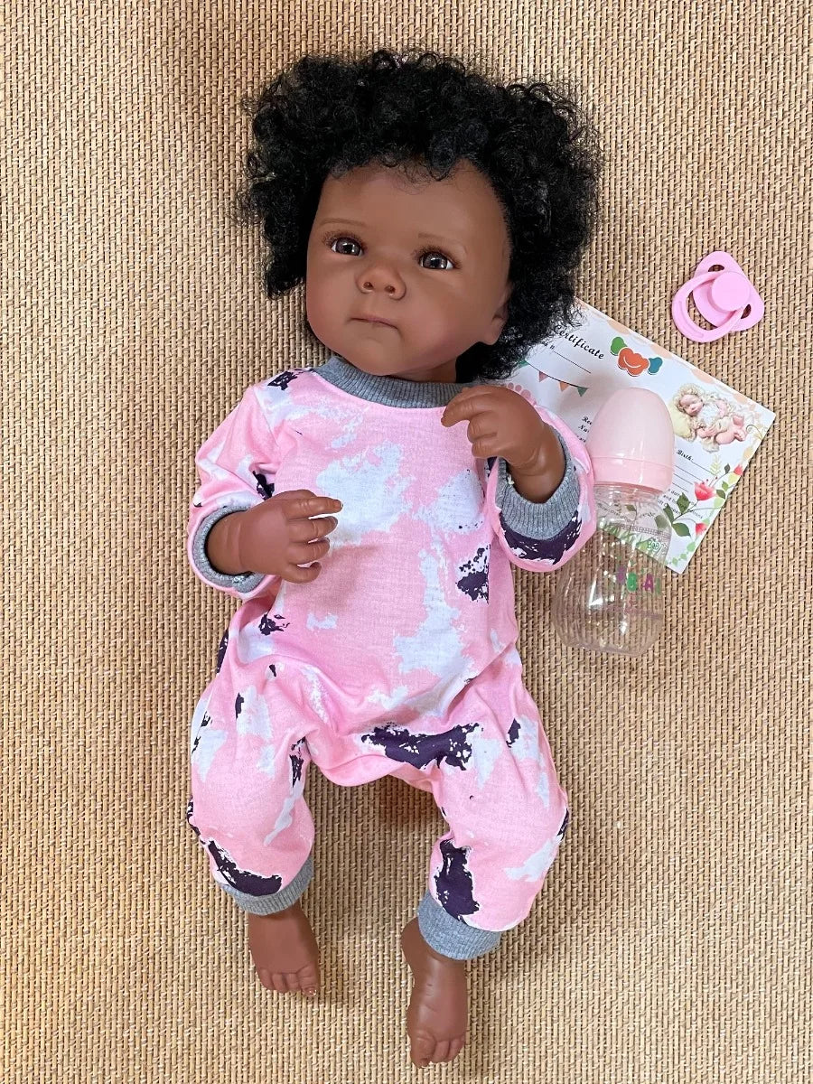 18 Inch Dark Skin Bettie Girl Full Body Silicone Bebe Reborn Doll for Children Birthday Gifts