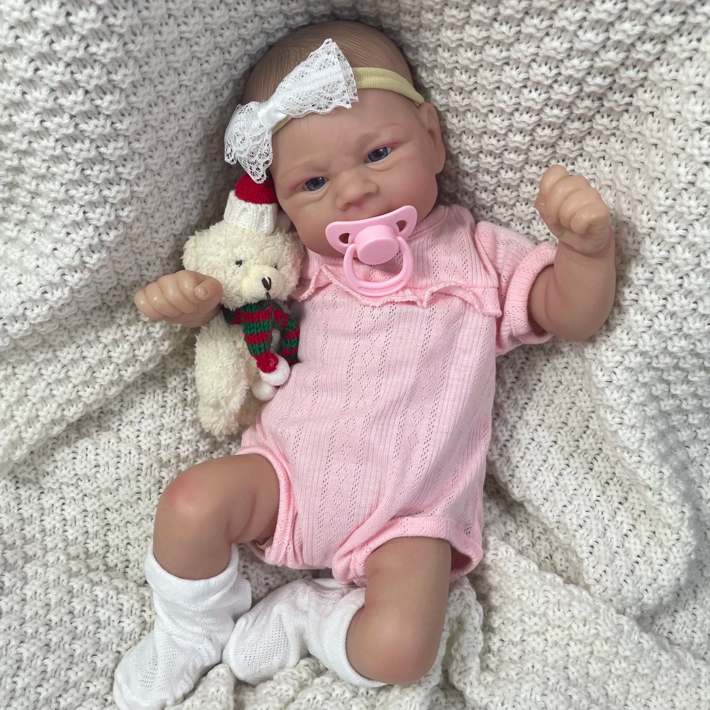 17Inch Painted Reborn Baby Doll Elijah Lifelike Newborn Doll Handmade Painted Hair 3D Skin Tone Visible Veins Gift for Girls