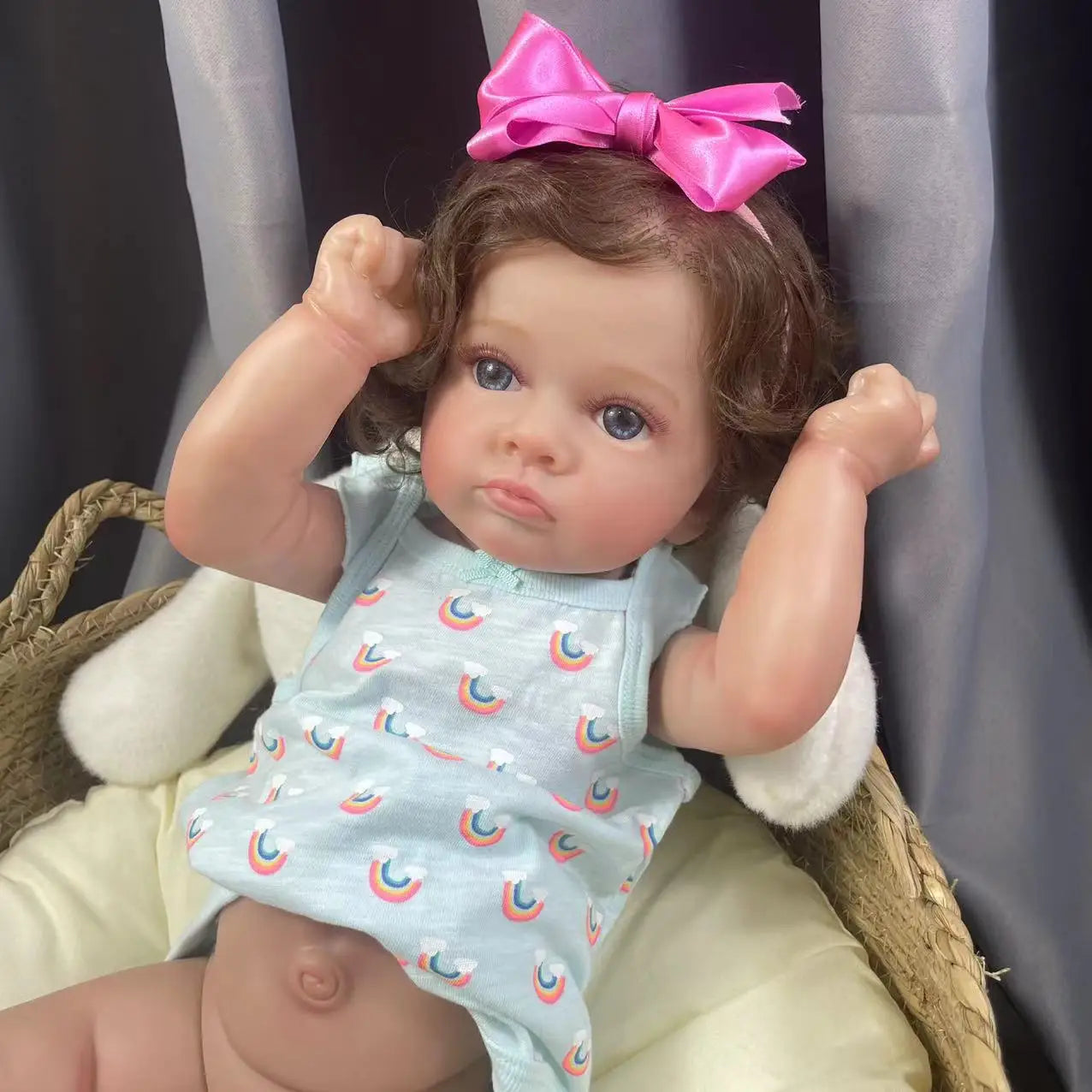 53CM Full Body Vinyl Girl Waterproof Reborn Doll Tutti Face Hand-Detailed Painting with Visible Veins Lifelike 3D Skin Tone Gift