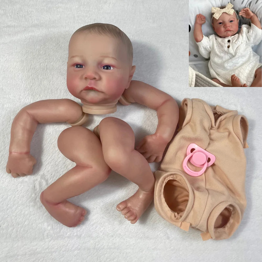 19-Inch Pre-Painted Levi Awake Reborn Doll Parts - Realistic 3D Painting with Visible Veins and Cloth Body Included