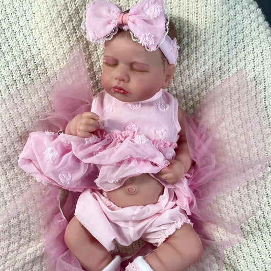 20 Inch Full Body Silicone Vinyl Reborn Loulou Girl Washable Reborn Baby Doll Adorable Reborn Toys Birthday Christmas Gift