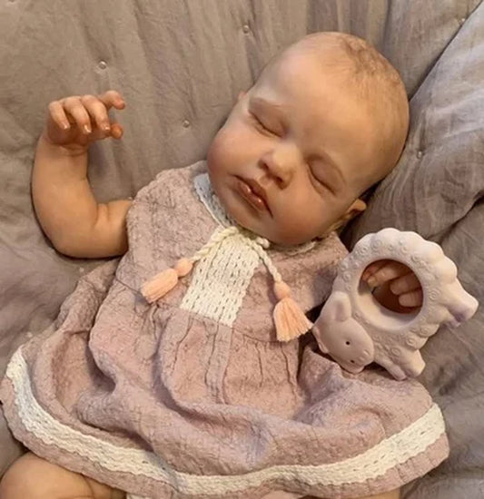 20 Inch Reborn Loulou 3D Skin Painted Kit with Rooted Eyelashes and Cloth Body Unassembled Reborn Baby Doll Parts DIY Molds