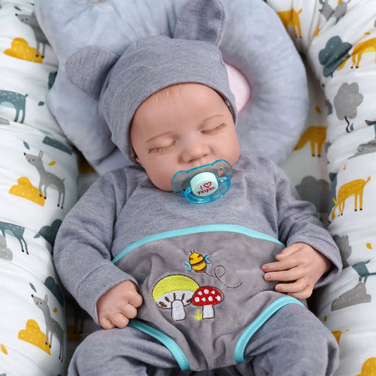 46CM Reborn Baby Doll Levi Mixed Silicone Vinyl or Cloth Doll Finished 3D Painted Skin Veins Art Collection Doll Gift for Girls
