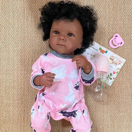 18 Inch Dark Skin Bettie Girl Full Body Silicone Bebe Reborn Doll for Children Birthday Gifts